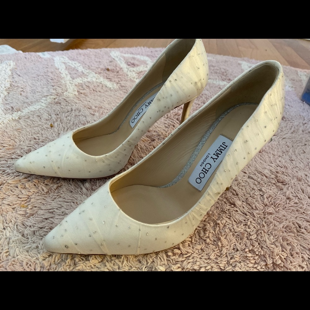 Jimmy Choo Romy 100 tulle trimmed pumps